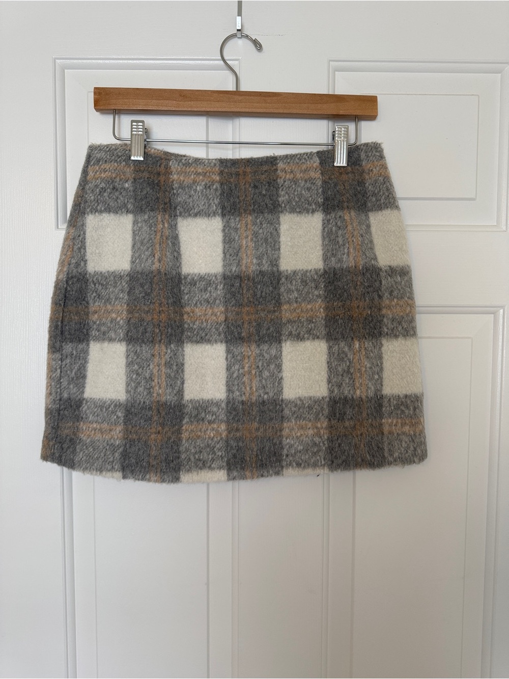 Sage Plaid Mini Skirt - Cream, Gray & Tan